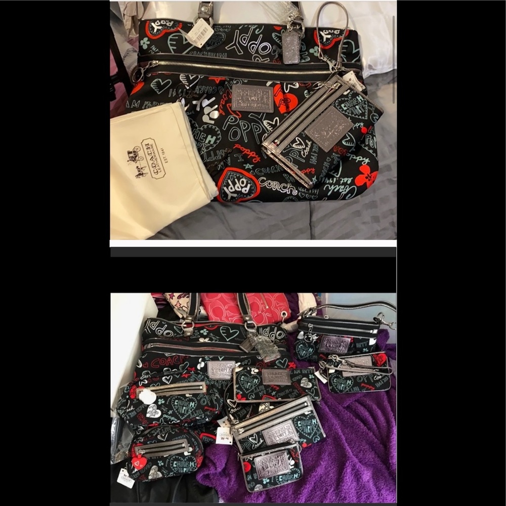 SOLD Coach 5pc NWT graffiti glam zippy wallet set - Picture 4 of 12